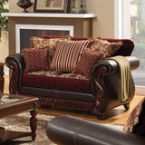 Franklin Burgundy/Espresso Love Seat, Burgundy - Furniture World