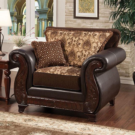 Franklin Dark Brown/Tan Chair With Pu In Brown - Furniture World