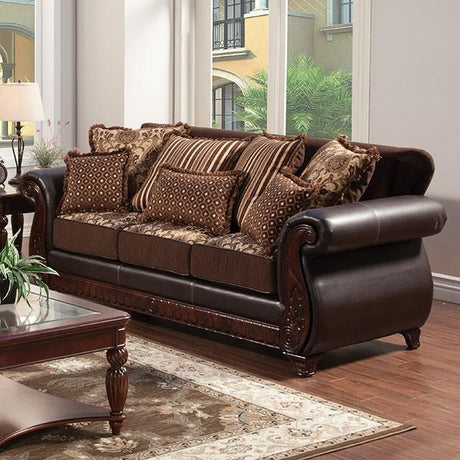 Franklin Dark Brown/Tan Sofa, Dark Brown - Furniture World