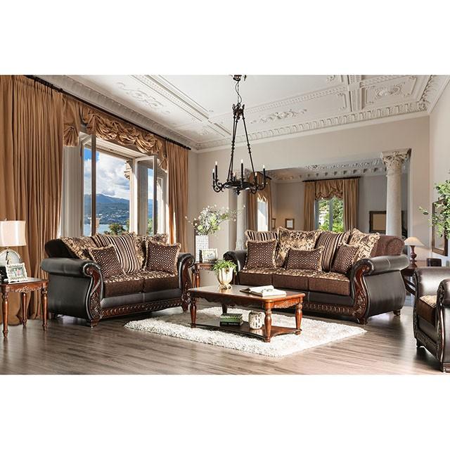 Franklin Dark Brown/Tan Sofa, Dark Brown - Furniture World