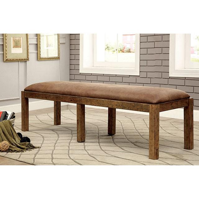 GIANNA Rustic Pine Fabric Bench - Furniture World