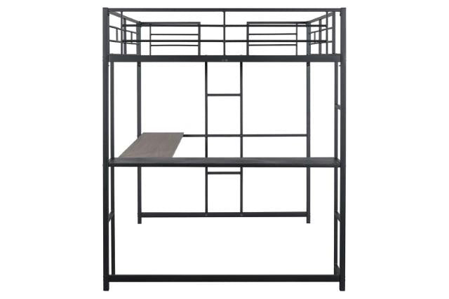 Cybill Full Loft Bed White, Silver, & Black