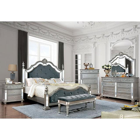 Azha Silver/Gray Cal.King & Queen Bed - Furniture World
