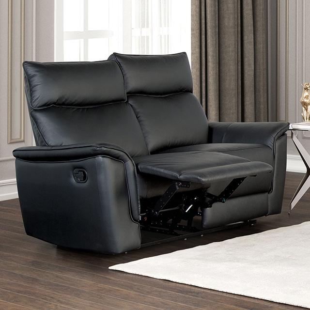 Bienne Loveseat Manual Recliner White & Black - Furniture World