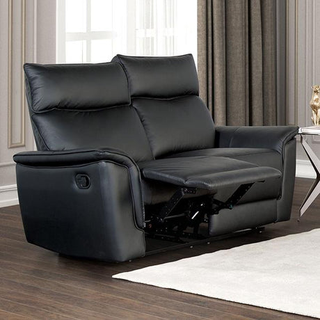 Bienne Loveseat Manual Recliner White & Black - Furniture World
