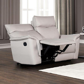 Bienne Loveseat Manual Recliner White & Black - Furniture World