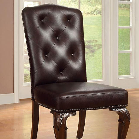 Bellagio Brown Cherry/Pattern Leatherette Side Chair (2/CTN) - Furniture World