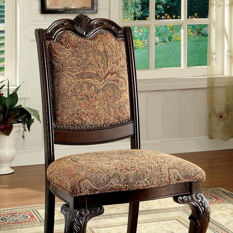 BELLAGIO Brown Cherry/Pattern Fabric Side Chair (2/CTN) - Furniture World