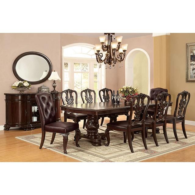 Bellagio Brown Cherry/Pattern Leatherette Side Chair (2/CTN) - Furniture World
