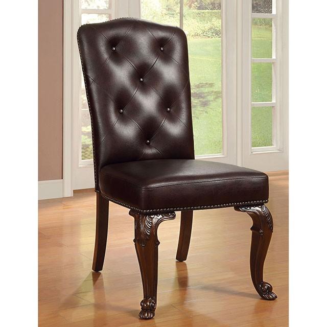 Bellagio Brown Cherry/Pattern Leatherette Side Chair (2/CTN) - Furniture World