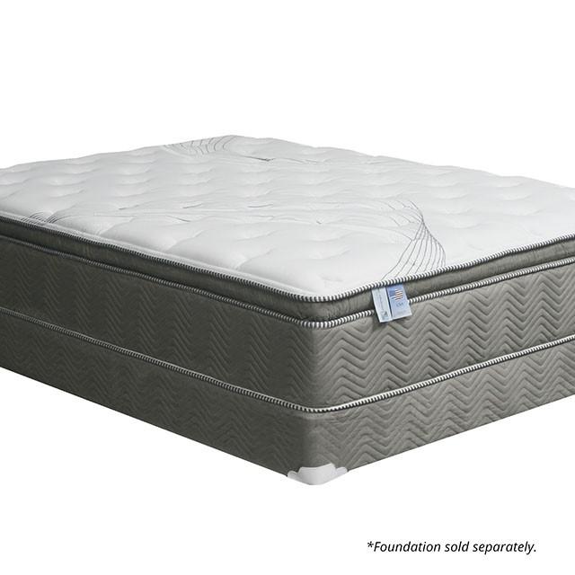 STORMIN White/Gray 13" Euro Pillow Top Mattress, Queen - Furniture World