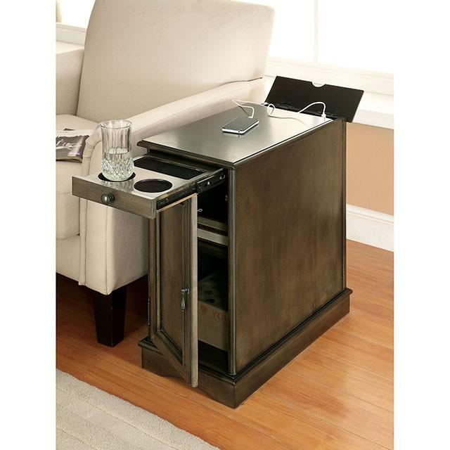 LILITH I Gray Side Table w/ USB - Furniture World
