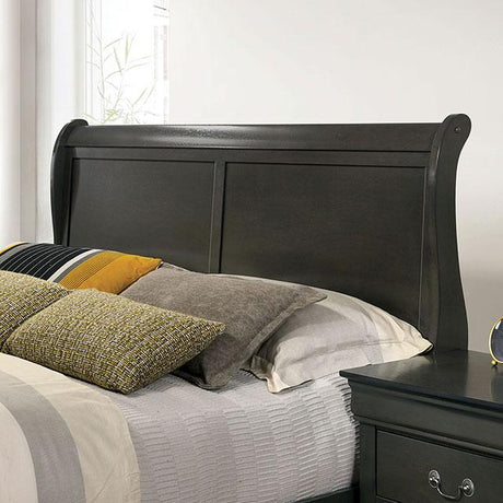 Louis Philippe E.King Bed Black, Cherry, & Gray - Furniture World
