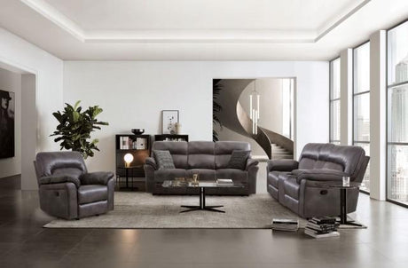 JOSIAS Glider Recliner, Dark Gray Leatherette - Furniture World