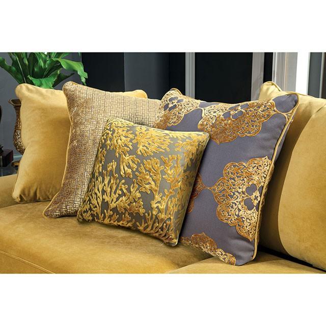 Viscontti Gold/Gray Sofa, Gold - Furniture World