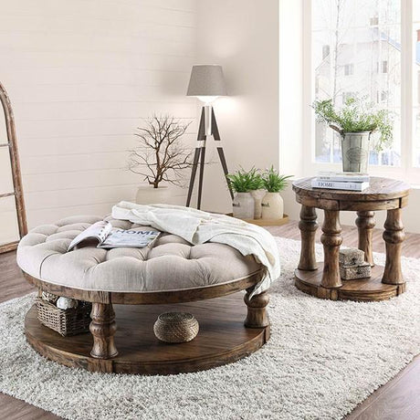 Mika Antique Oak Coffee Table w/ Cushion Top - Furniture World
