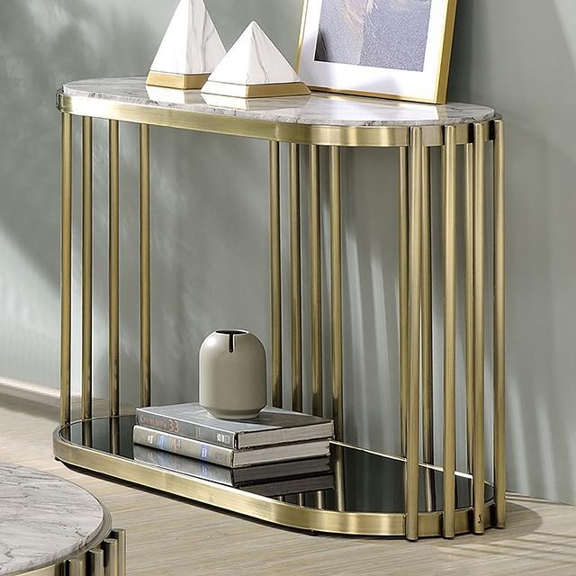 OFELIA Sofa Table, Antique Brass/Black - Furniture World