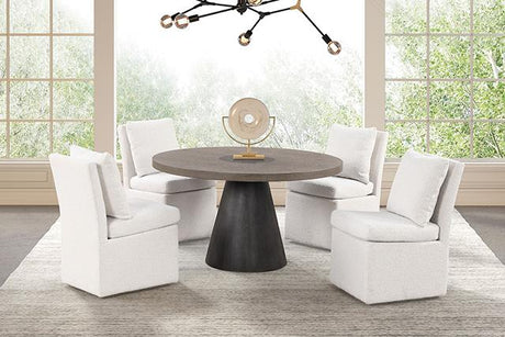 Broager 5 Pc Dining Table Set (White Caster Chairs) Rustic Oak - Furniture World
