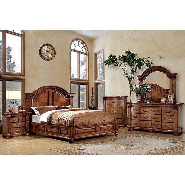 Bellagrand Antique Tobacco Oak Cal.King Bed - Furniture World