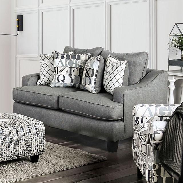 Verne Bluish Gray Love Seat - Furniture World