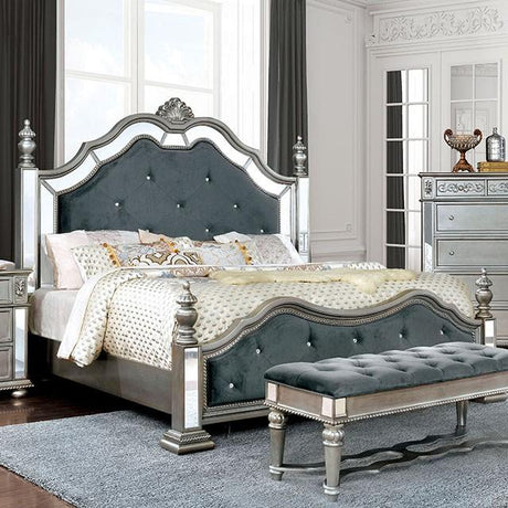 Azha Silver/Gray Cal.King & Queen Bed - Furniture World