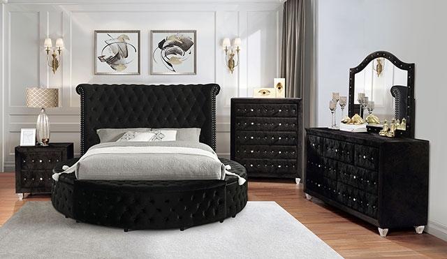 SANSOM E.King & Queen Bed, Black, Blue, & Grey