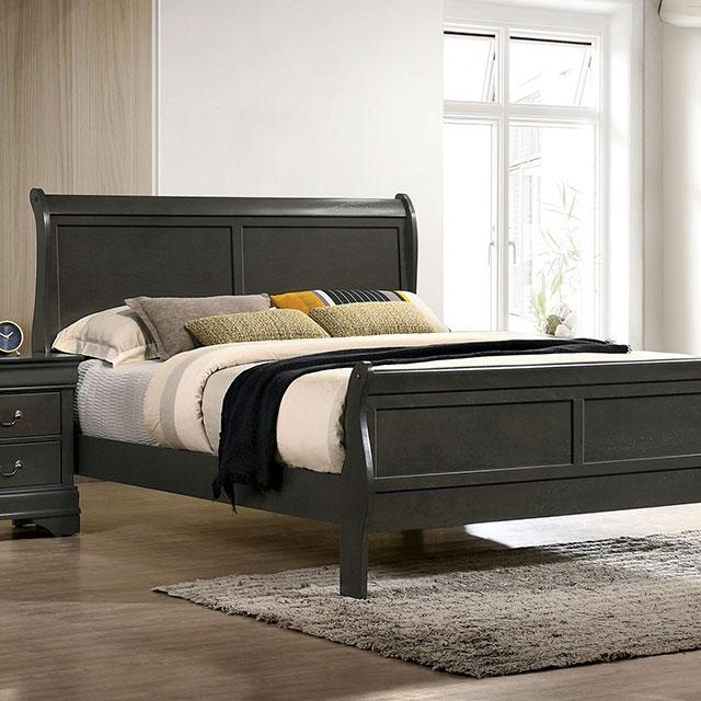 Louis Philippe E.King Bed Black, Cherry, & Gray - Furniture World