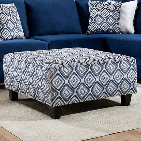 WALDPORT Ottoman, Navy/White - Furniture World