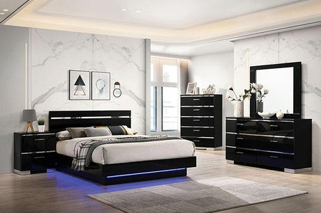 Erlach Bed Black & White - Furniture World