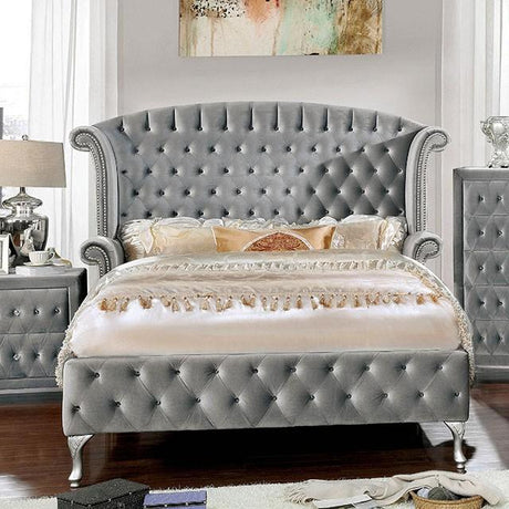 Alzir Gray & Black Queen & E.King Bed - Furniture World