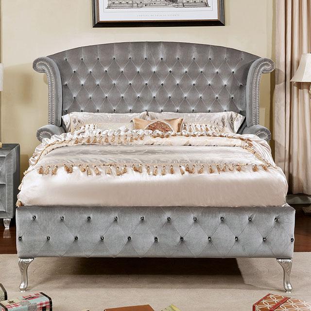 Alzir Gray & Black Queen & E.King Bed - Furniture World
