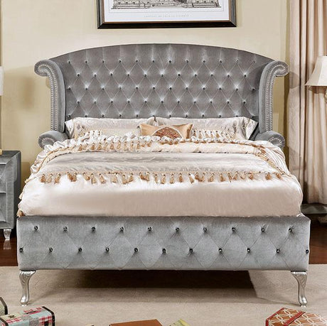Alzir Gray & Black Queen & E.King Bed - Furniture World