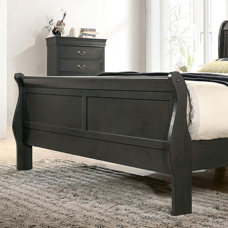 Louis Philippe E.King Bed Black, Cherry, & Gray - Furniture World