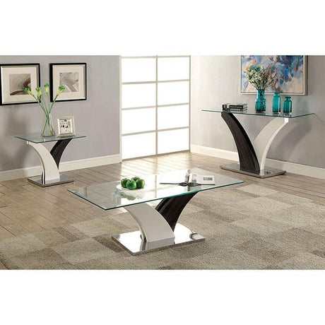 SLOANE White/Dark Gray/Chrome Sofa Table - Furniture World