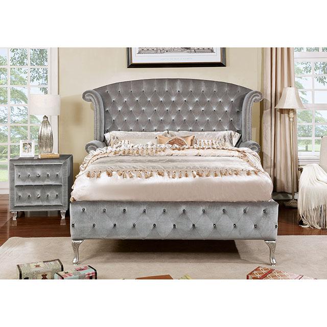 Alzir Gray & Black Queen & E.King Bed - Furniture World