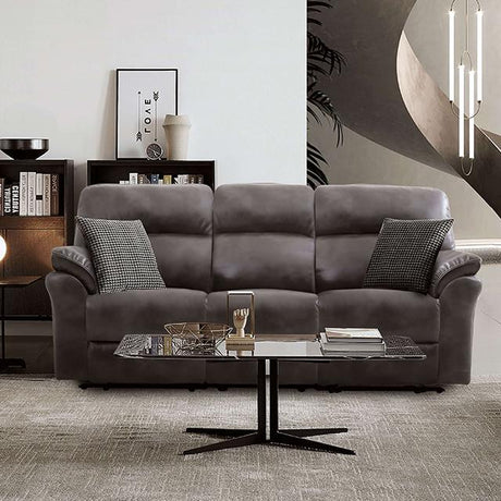 JOSIAS Sofa, Dark Gray Leatherette - Furniture World