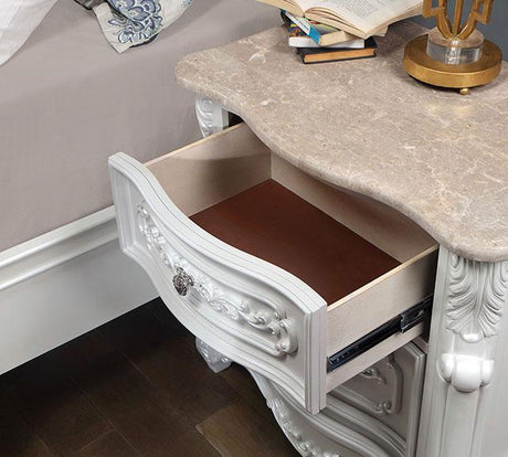 ROSALIND Night Stand, Pearl White - Furniture World