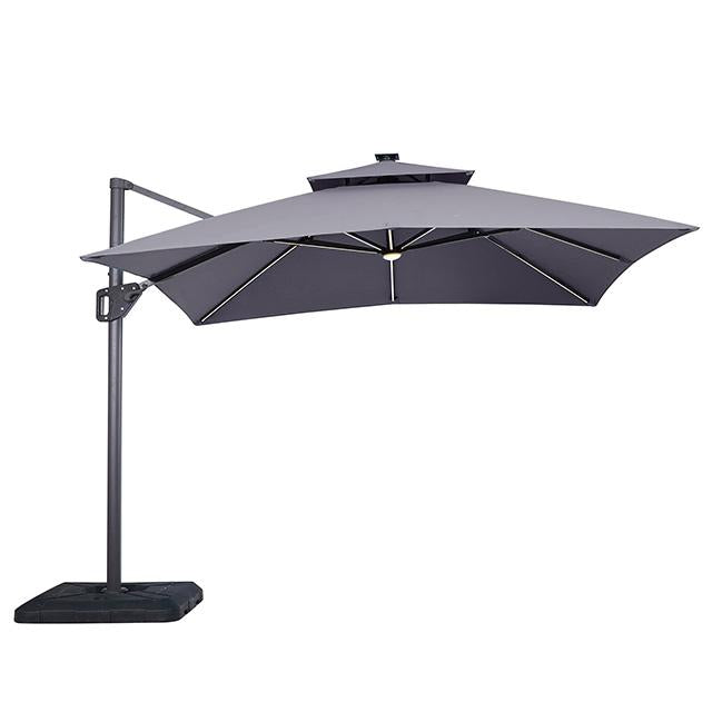 Sano 10 Ft Square Umbrella w/ Double Top w/ LED Light + 37" Large Base