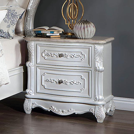 ROSALIND Night Stand, Pearl White - Furniture World