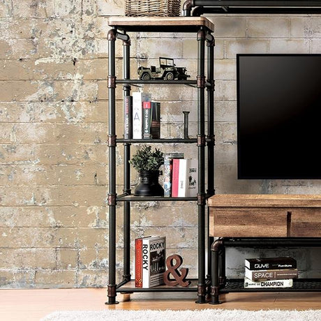Kebbyll Antique Black/Natural Tone Pier Cabinet - Furniture World