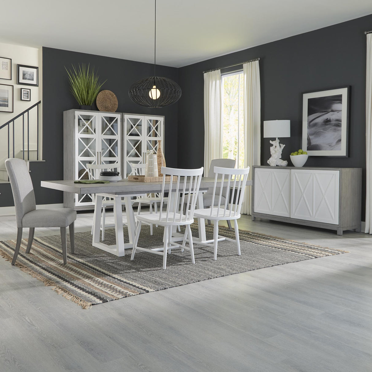 Palmetto Heights Alt 7 Piece Double Pedestal Table Set - Furniture World