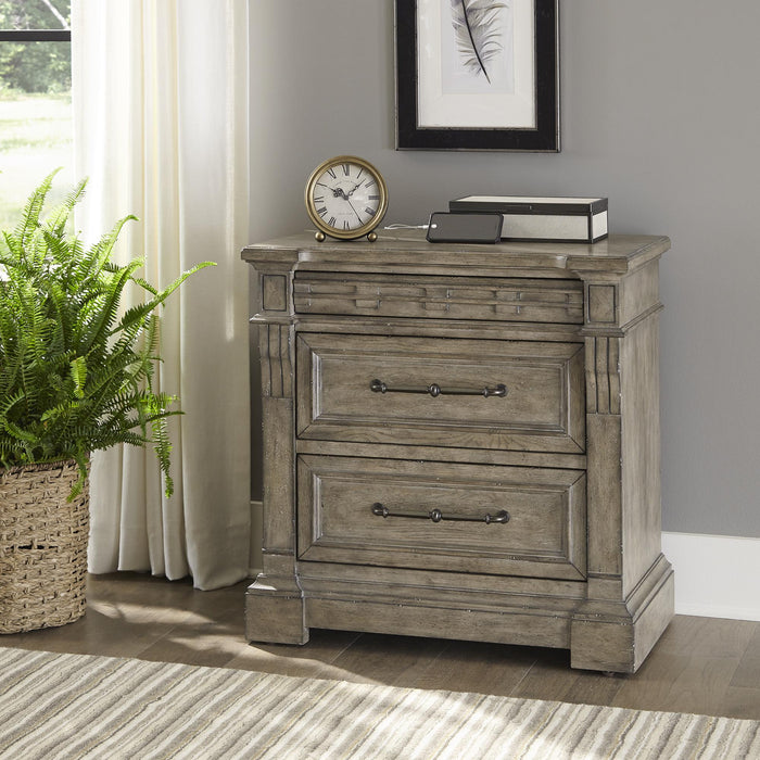 Town & Country 3 Drawer Nightstand w/ Charging Station - Furniture World