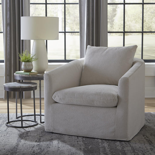 Saxton Uph Swivel Accent Chair - Ivory - Furniture World