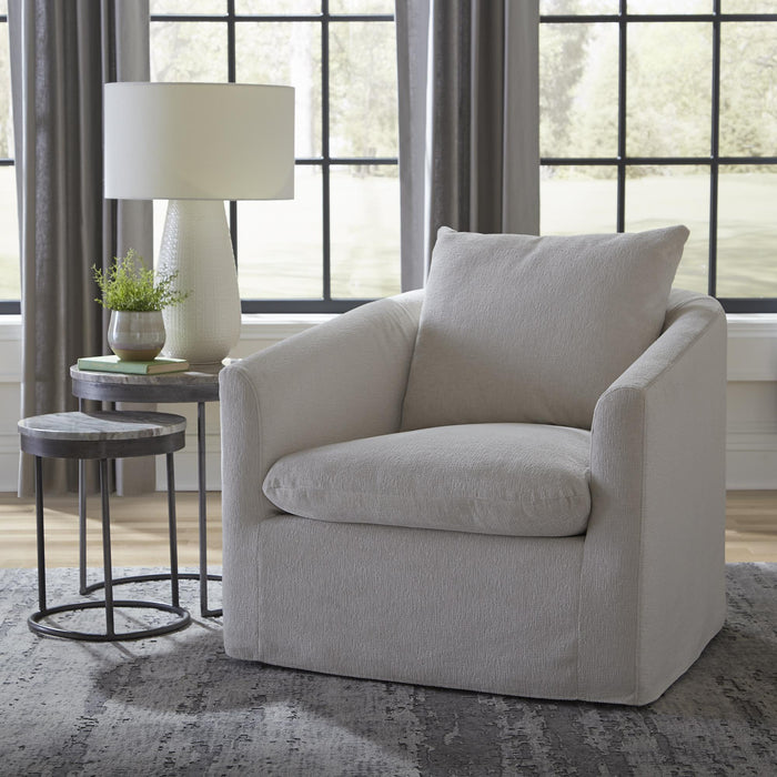 Saxton Uph Swivel Accent Chair - Ivory - Furniture World