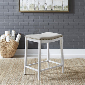 Vintage Series Backless Uph Counter Chair- Antique White - Furniture World