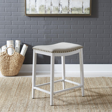 Vintage Series Backless Uph Counter Chair- Antique White - Furniture World