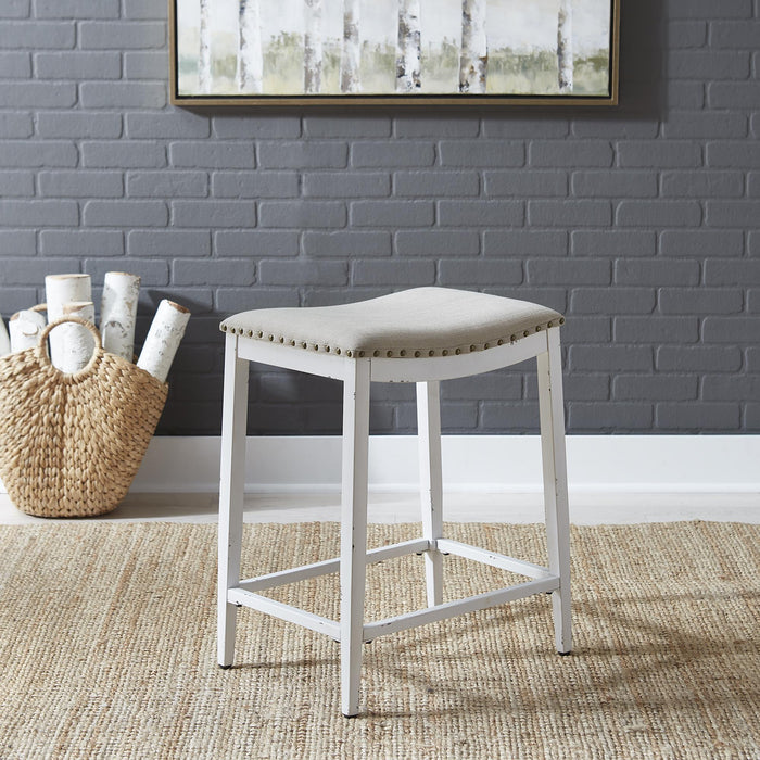 Vintage Series Backless Uph Counter Chair- Antique White - Furniture World