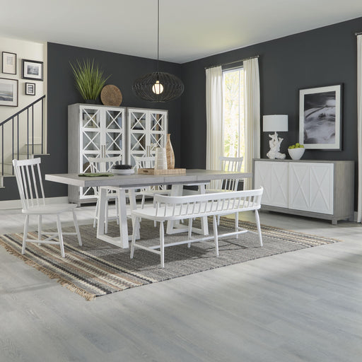 Palmetto Heights Opt 6 Piece Double Pedestal Table Set - Furniture World