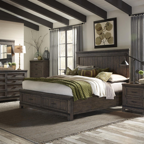 Thornwood Hills King Two Sided Storage Bed, Dresser & Mirror, Nightstand - Furniture World