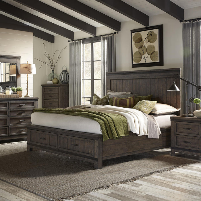 Thornwood Hills Queen Two Sided Storage Bed, Dresser & Mirror, Nightstand - Furniture World